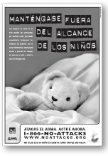 Black and white image of Keep Out of Reach of Children ad in spanish
